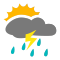 Légères averses de pluie avec tonnerre dans la région